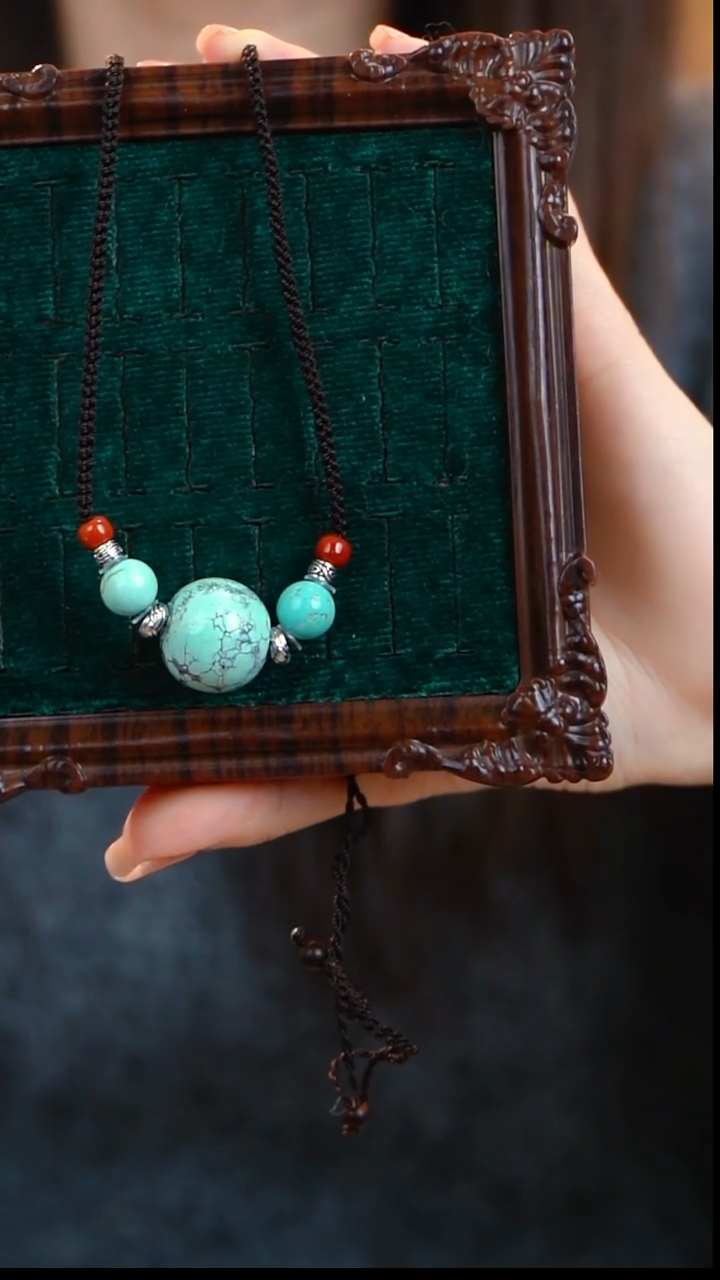 未镶嵌绿松石圆珠项链