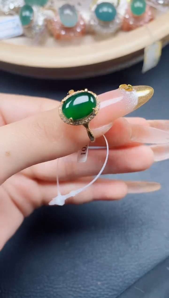 【闪购商品】翡翠戒指银S925镶嵌翡翠