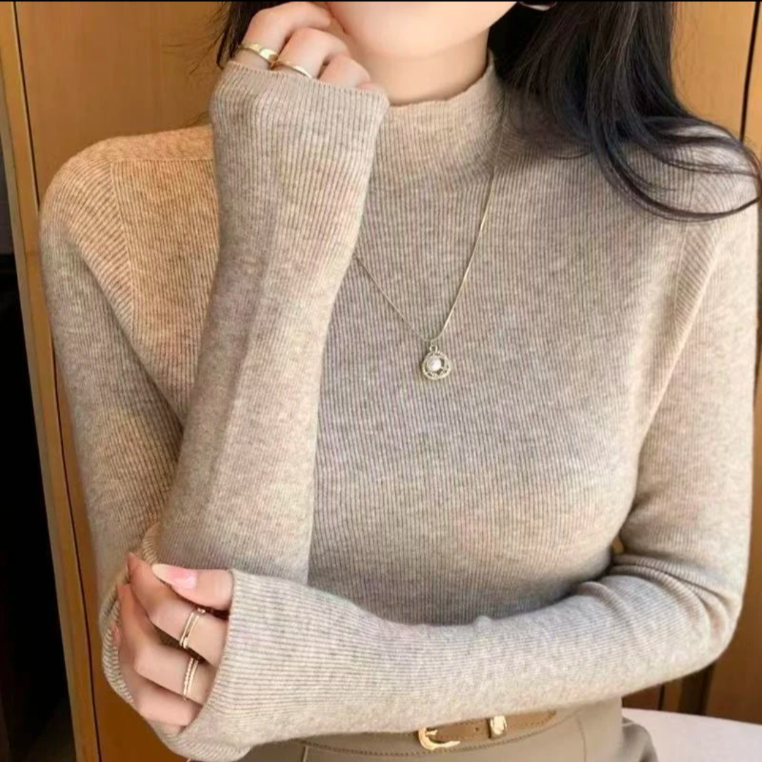 【100羊毛】一线成衣 无缝半高领 加厚打底衫女套头毛衣修身针织衫