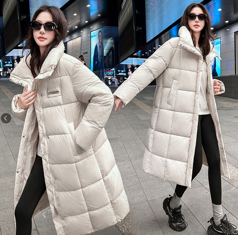 2025厚款常规款拉链女棉服宽松型长款冬季