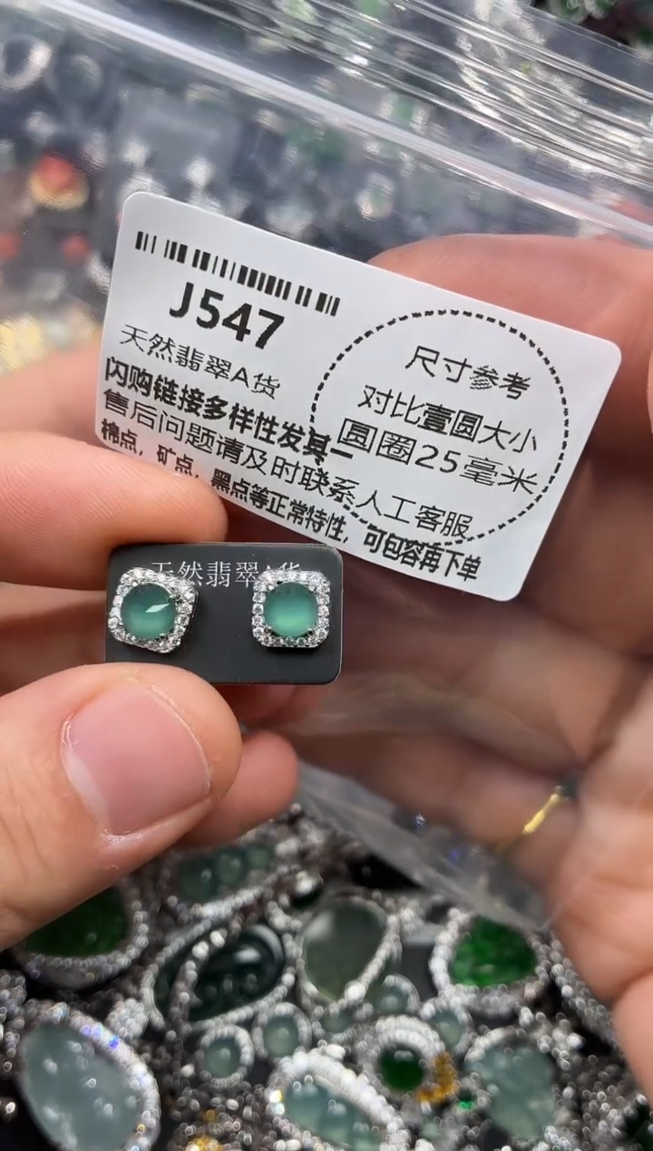 颈饰未镶嵌翡翠J547耳钉