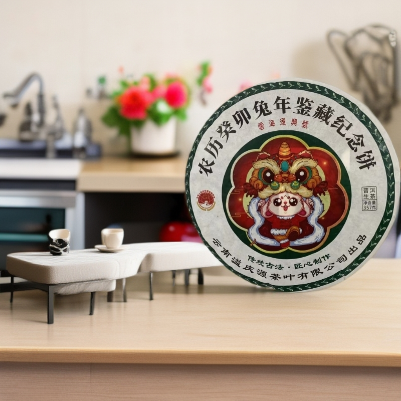 【以茶之铭】云海复兴兔年357克 普洱生茶纪念饼【带茶样】