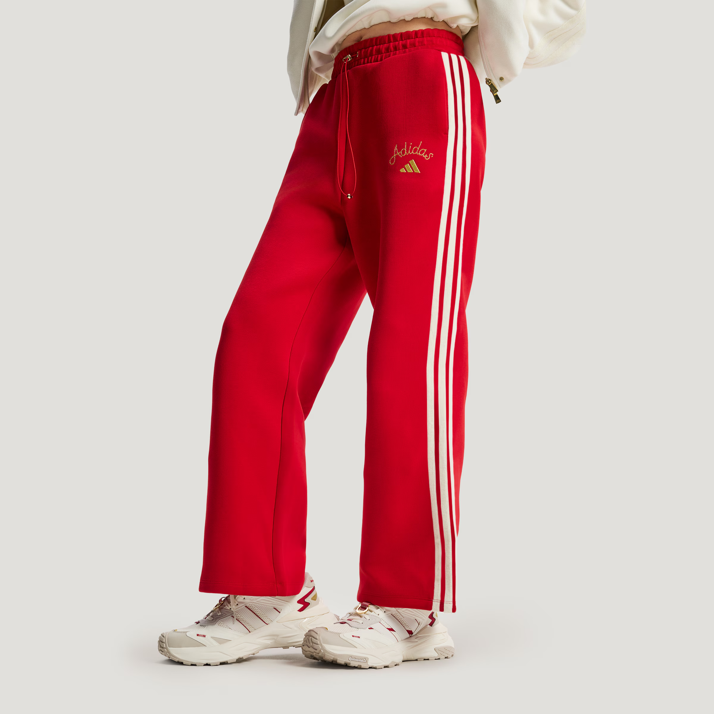 adidas/阿迪达斯新年款挺阔加厚针织高腰宽松运动阔腿裤 KH2702