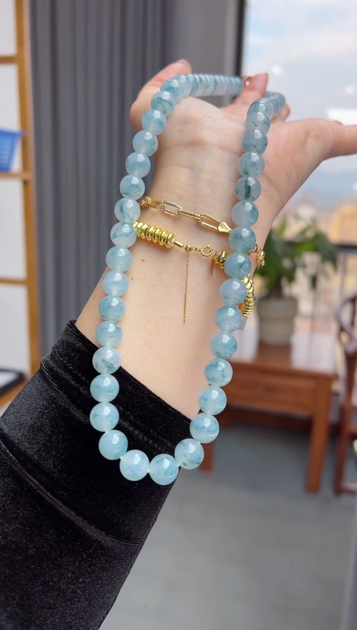 【闪购商品】翡翠颈饰未镶嵌（成品三天鉴赏期）10mm+珠链