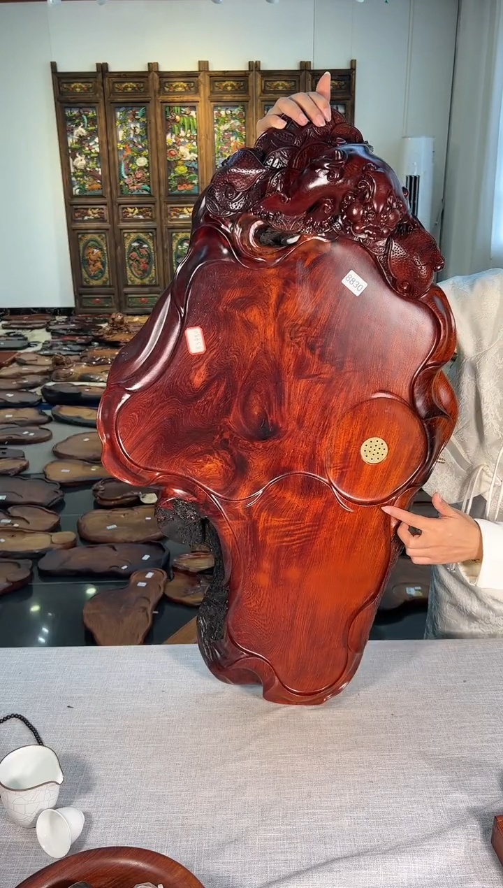 【闪购商品】大果紫檀（缅甸花梨）茶盘8830