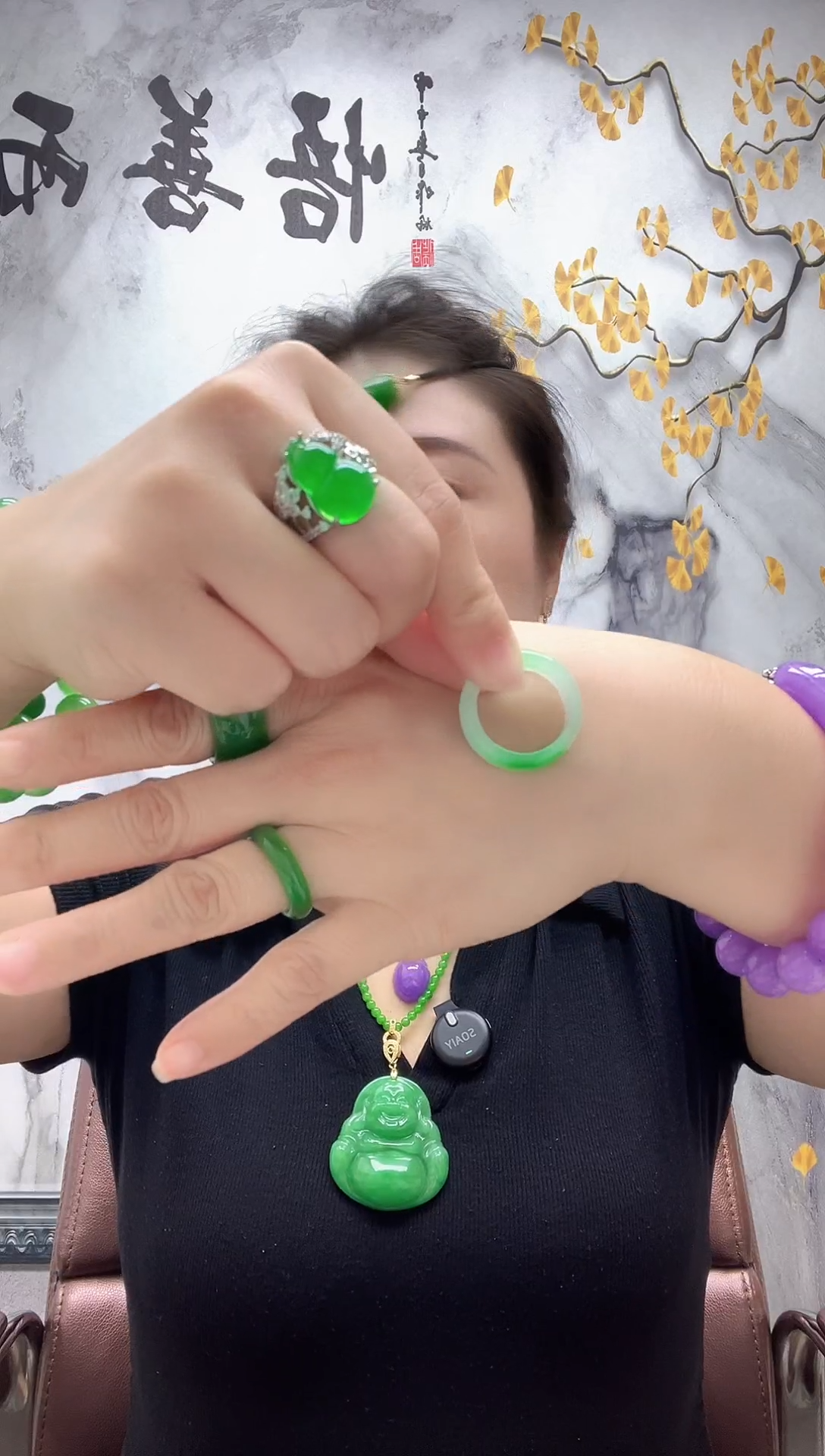 未镶嵌戒圈翡翠翡翠白底青戒圈