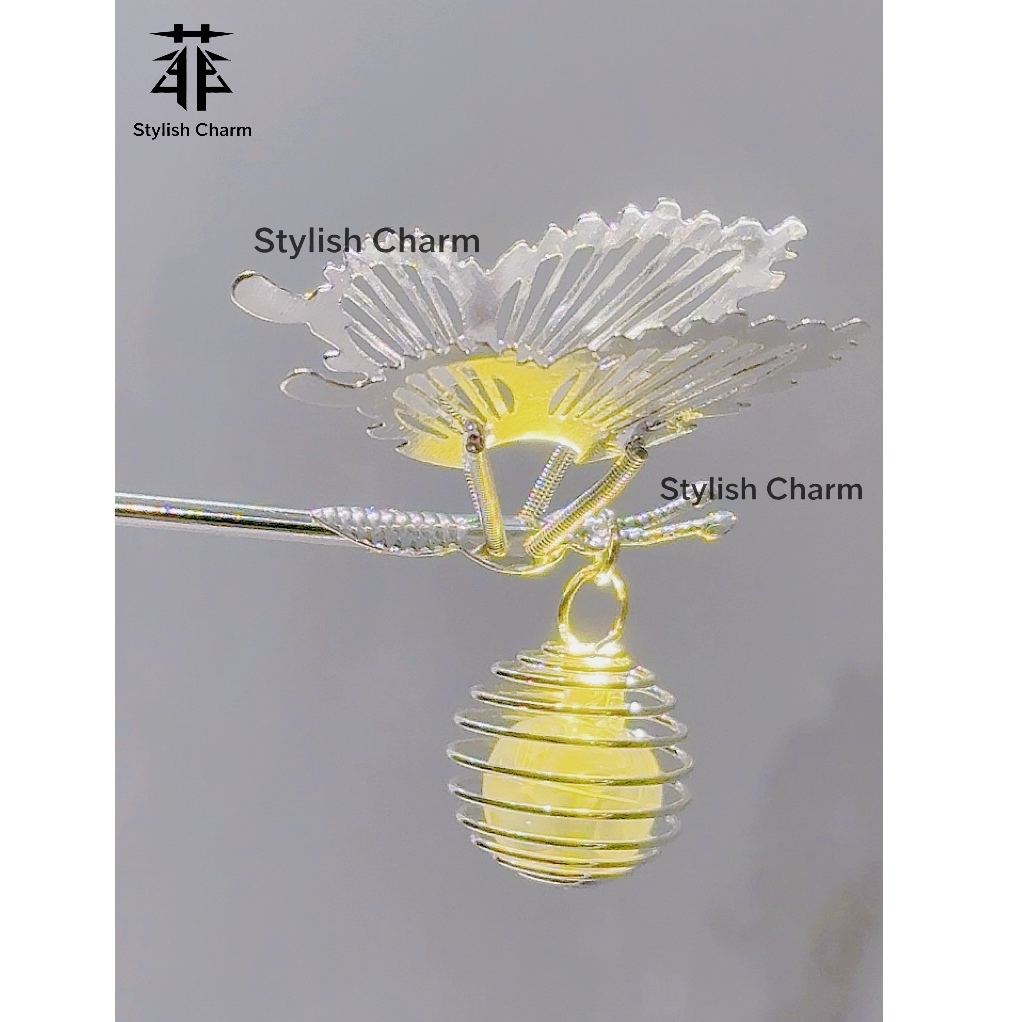 菲StylishCharm气质简约女复古风千金风国风簪子复古宫廷发光发簪