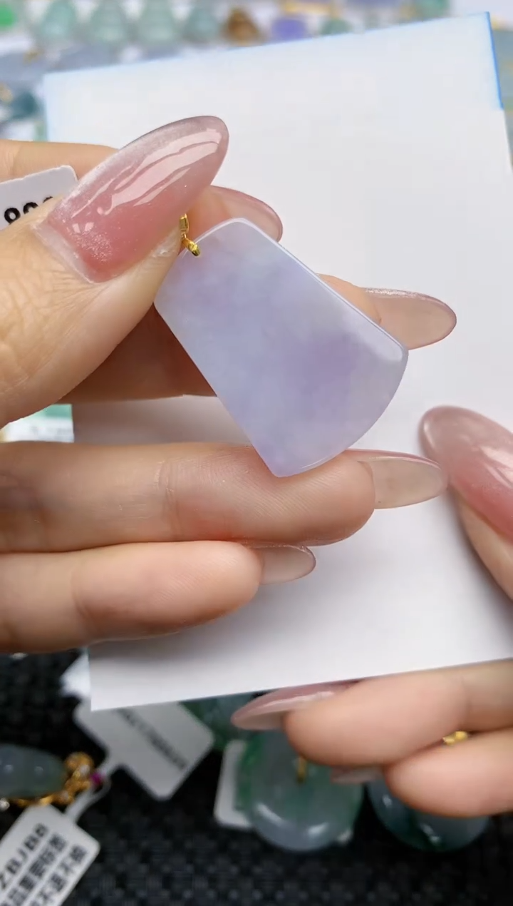 【闪购商品】翡翠挂件18K金镶嵌天然翡翠A货