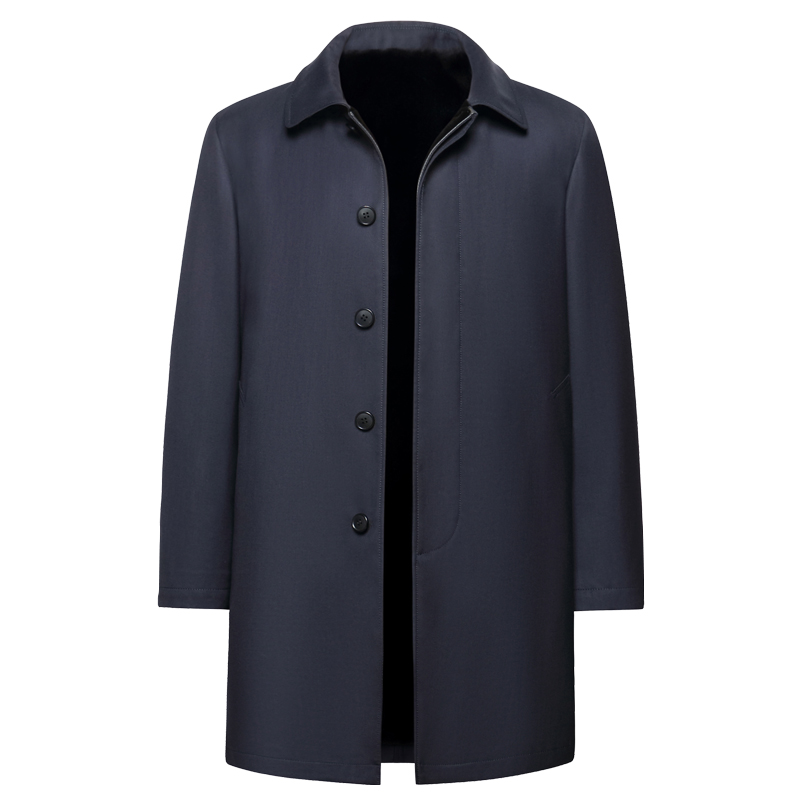 deerfulai/德尔弗莱中老年休闲中长款翻领貂绒皮草男士水貂外套