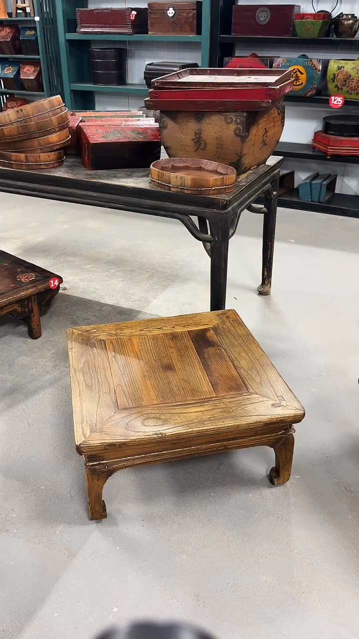 木（非红木类）元***子榆木材质正方形炕桌老物件