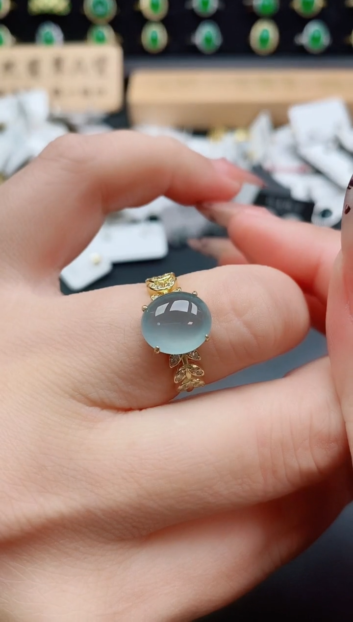 银S925镶嵌戒指翡翠1