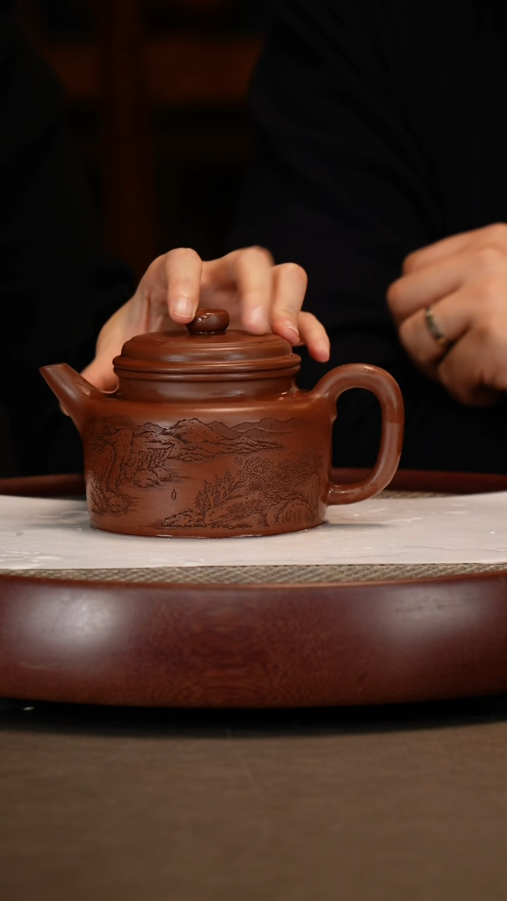 【闪购商品】紫砂茶壶景舟紫泥剑流德钟+雪石350c