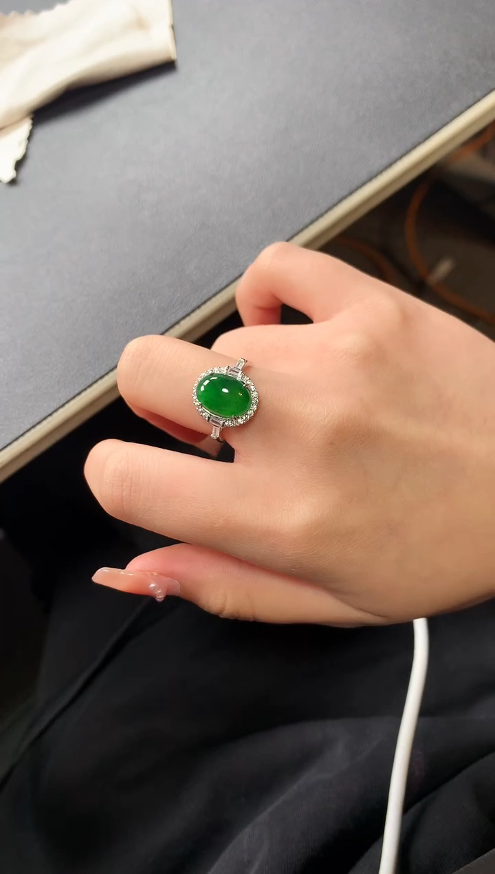 【闪购商品】翡翠戒指银S925镶嵌51241