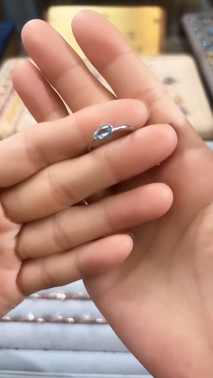 【闪购商品】海蓝宝石戒圈银S925镶嵌  09