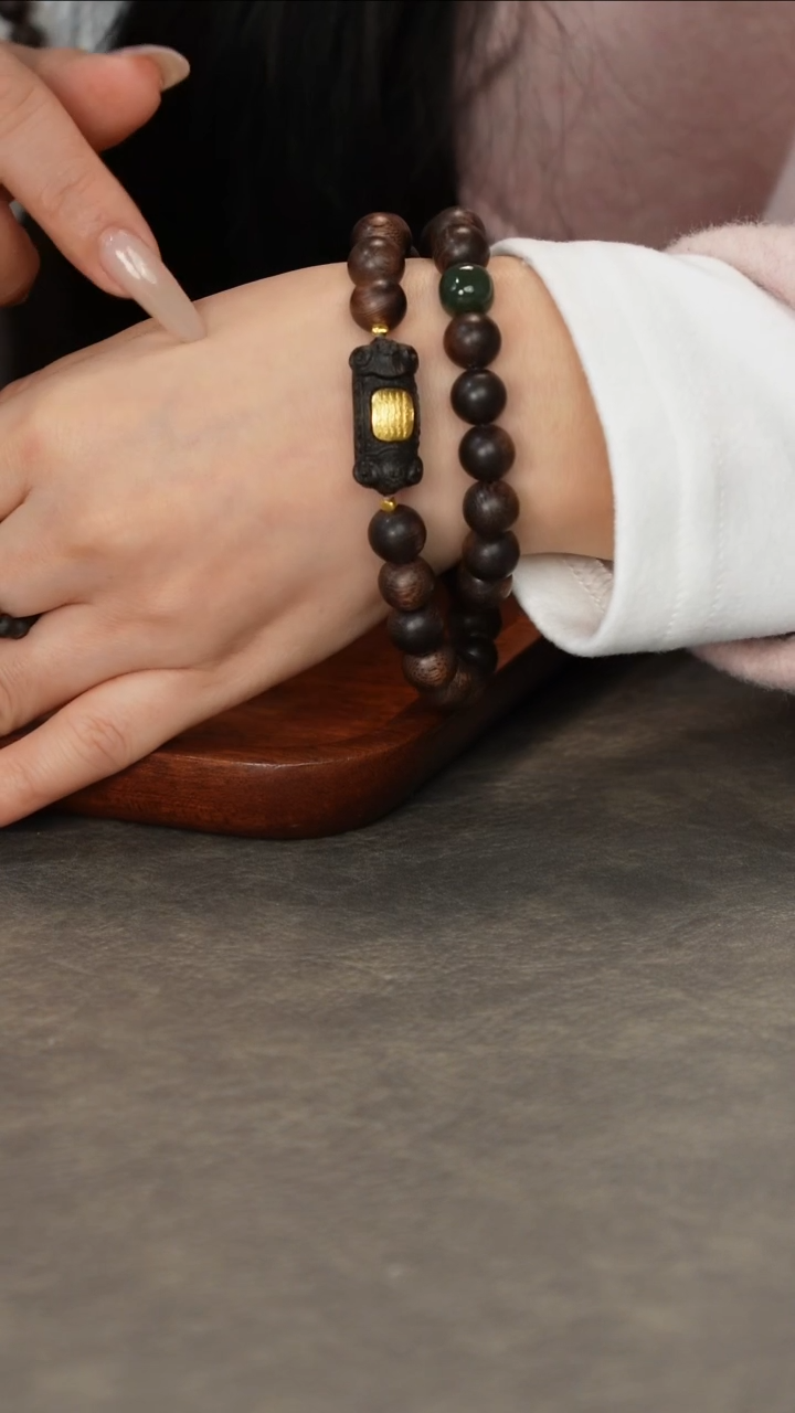 【闪购商品】沉香手串帝王顺化紫奇1.0双圈老料搭白奇雷料如意