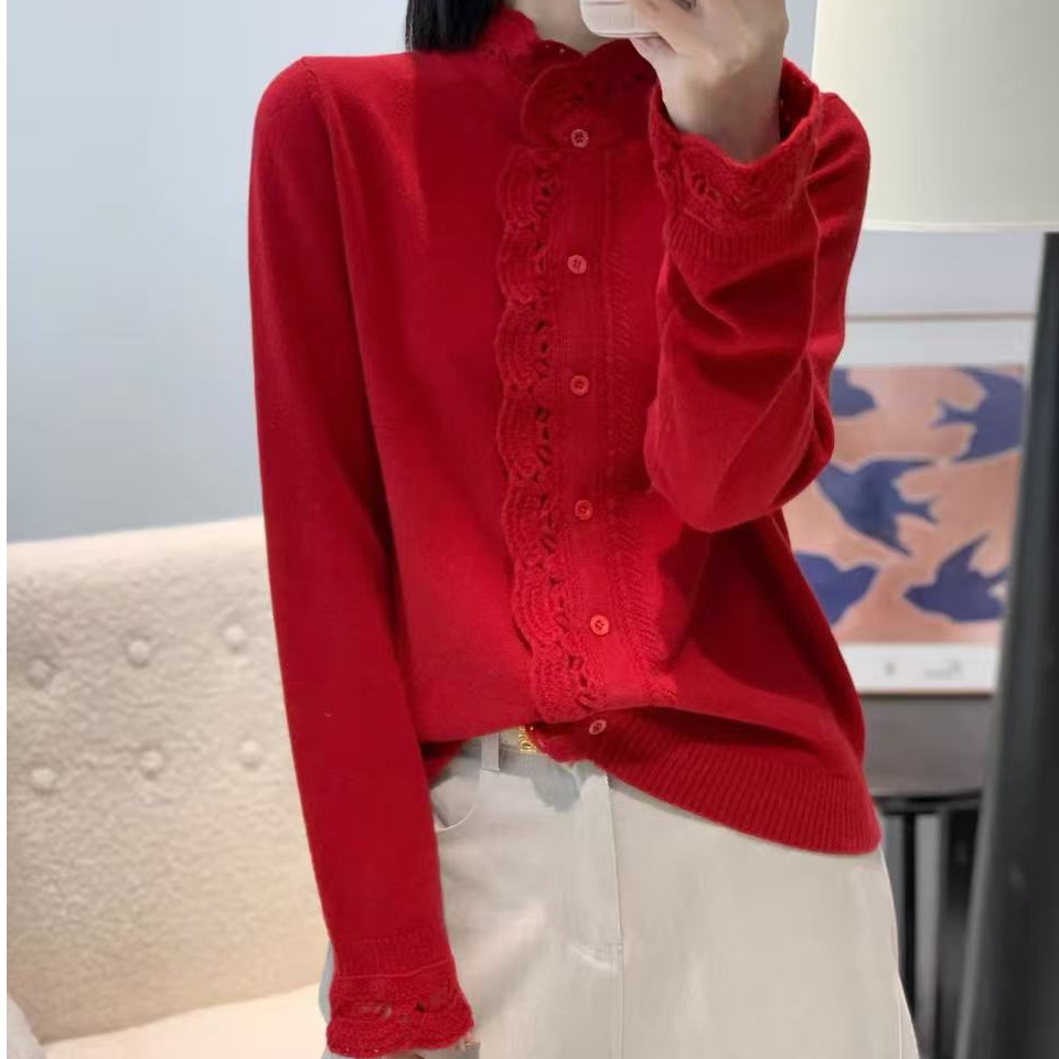 百搭精致感气质减龄排扣针织开衫毛衣毛衣女款爆款2025新款洋气