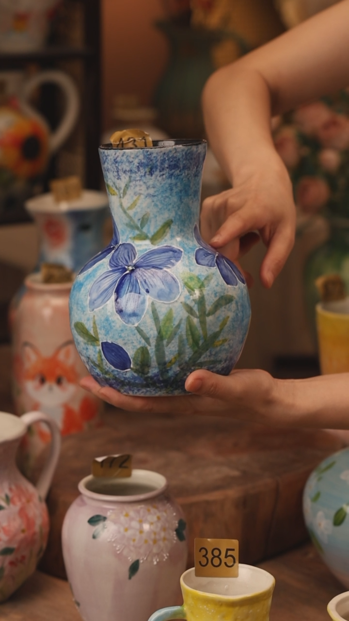 陶瓷431景德镇设计师手作花器摆件侘寂风