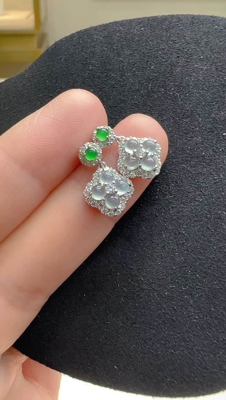 【闪购商品】翡翠耳饰银S925镶嵌多样性发货拍一发一