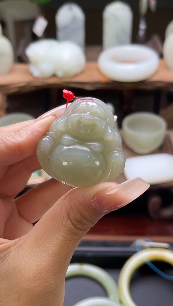 【闪购商品】和田玉吊坠未镶嵌且末青白佛公9006157
