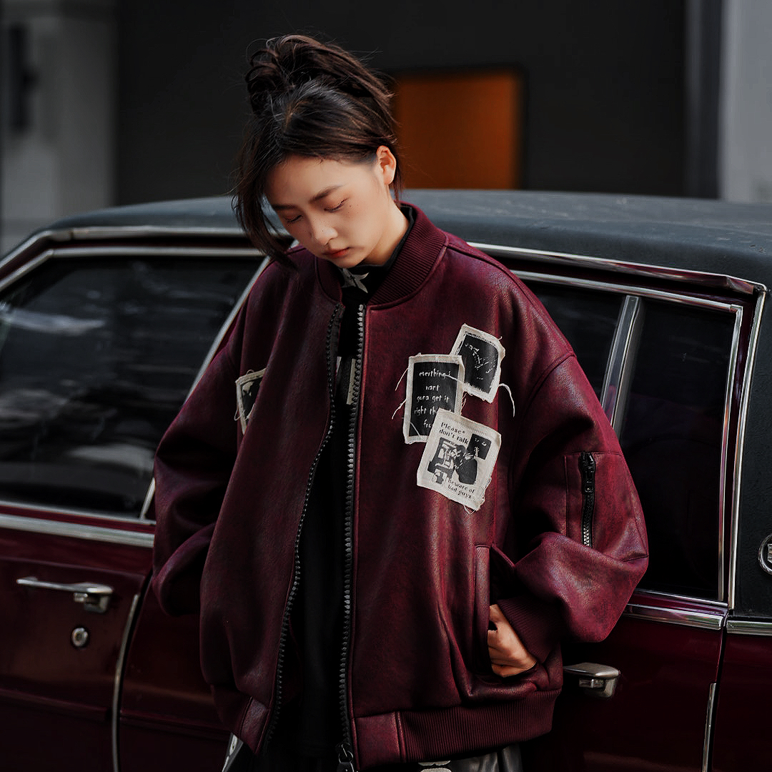 美式皮衣贴毛领座山雕棉服外套男女宽松冬季情侣加厚保暖棉衣