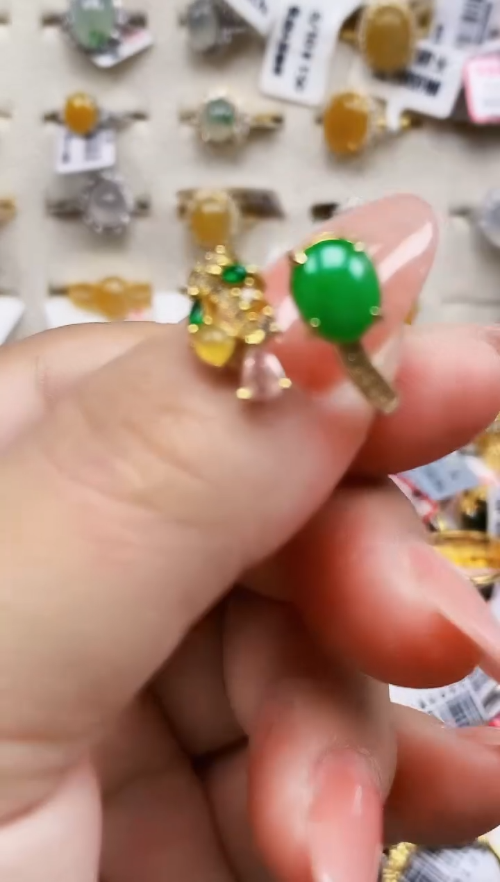 银S925镶嵌戒指翡翠0079