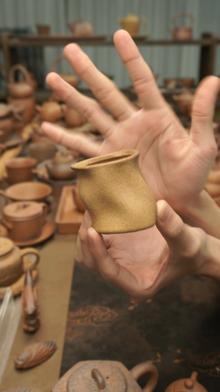 老岩泥原矿料  手捏异形树桩杯80ml