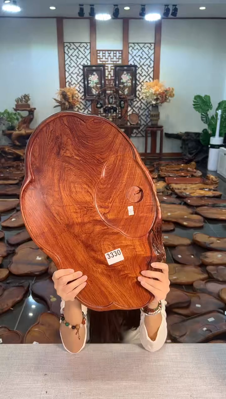 【闪购商品】大果紫檀（缅甸花梨）茶盘3330