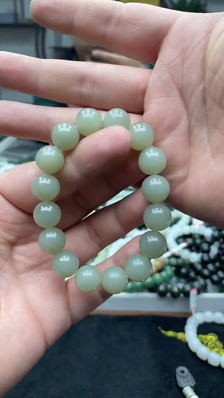 未镶嵌手串和田玉新疆且末青白13