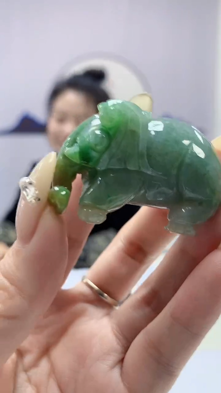 【闪购商品】定制翡翠未镶嵌4902DD-毛货挂件象30