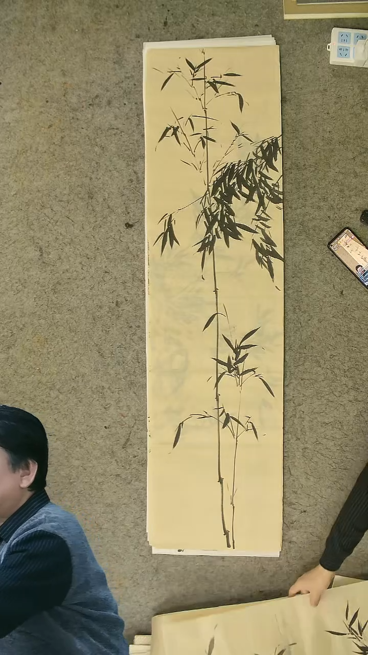 国画四尺对开  墨竹条屏 34*138cm