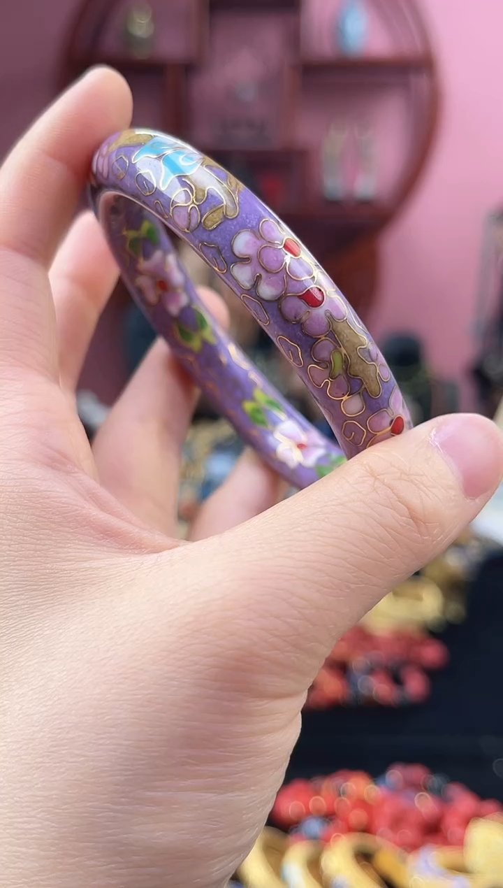 非遗 景泰蓝 公主镯 粗 60 紫色