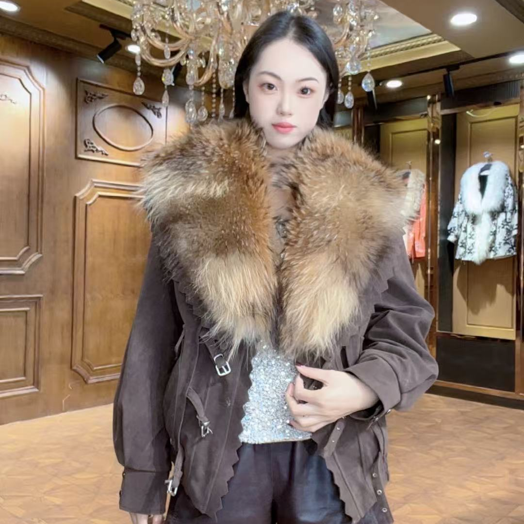 貉子毛领【牙牙推荐】上新年度爆款轻奢时尚真毛领百搭外套-2507625