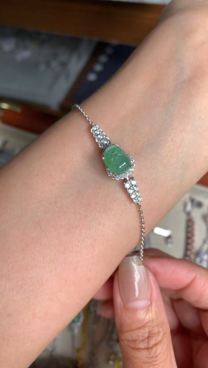 银S925镶嵌戒指翡翠手链