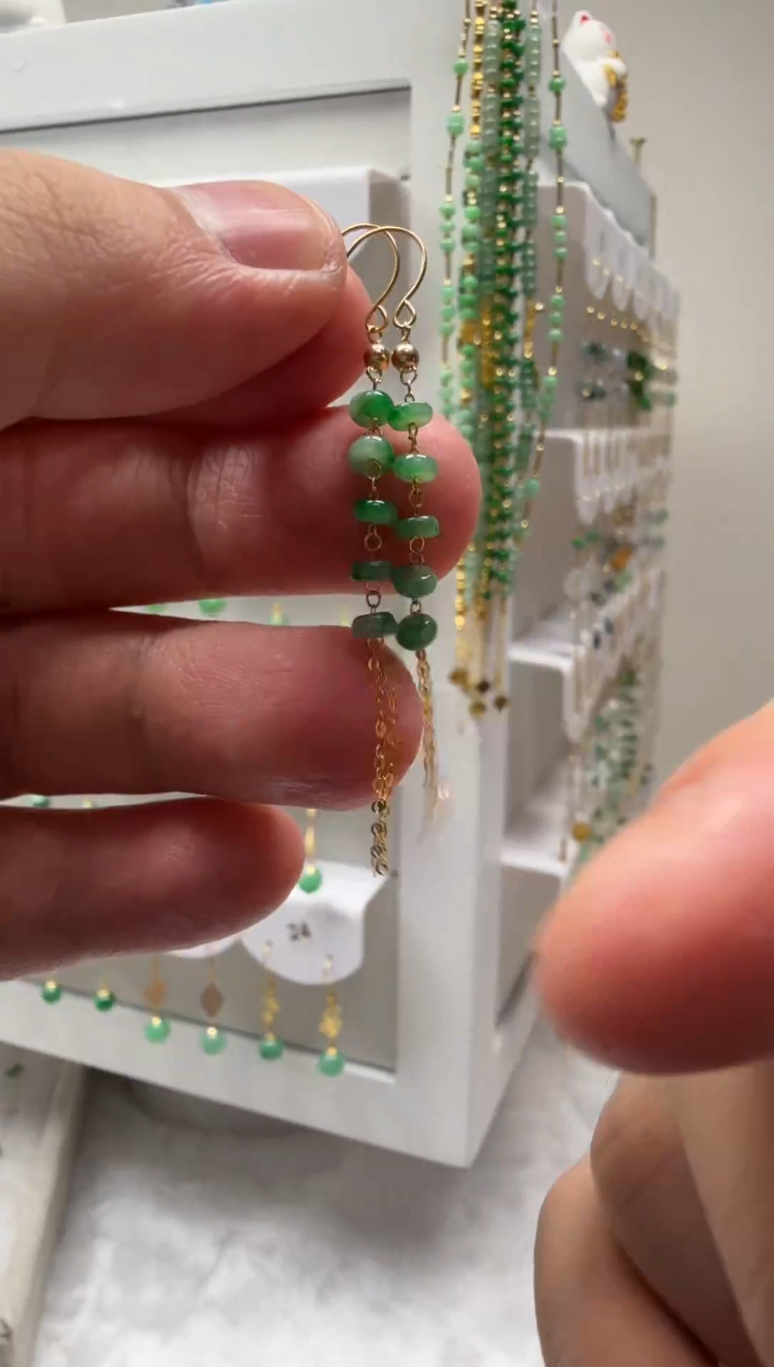 18K金镶嵌翡翠耳饰缅甸天然翡翠a货