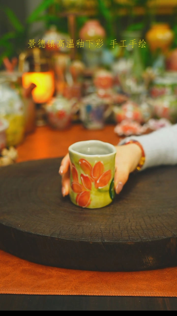 素简手工手绘小手捏杯304