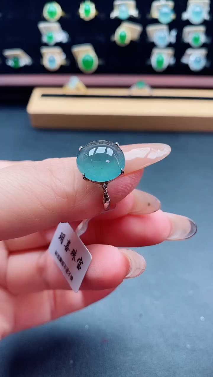 银S925镶嵌戒指翡翠1