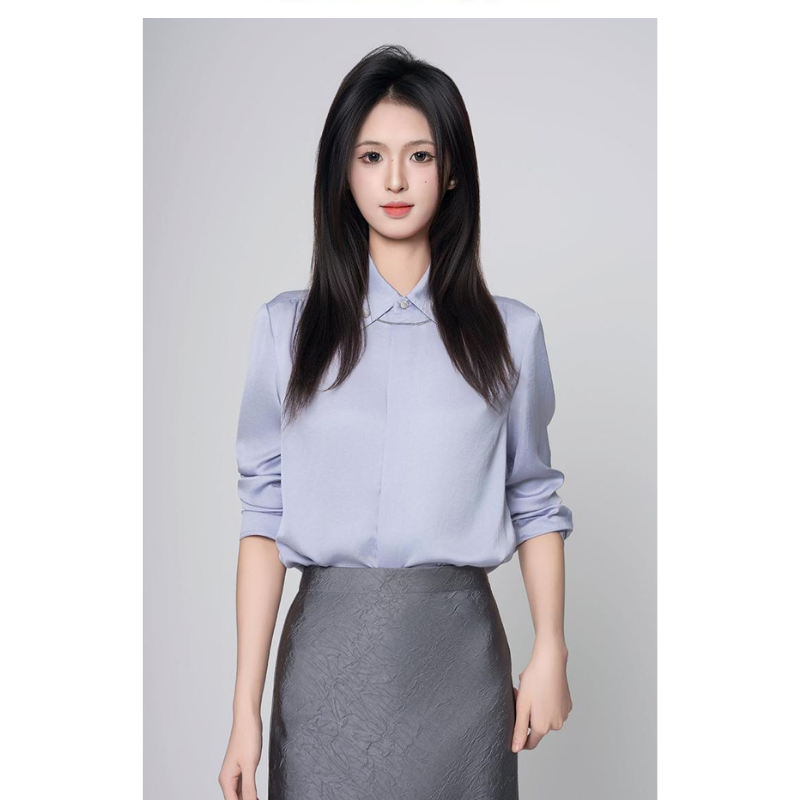 阿玛施【官方正品】新款简约通勤长袖衬衣质感小众时尚衬衫5300988