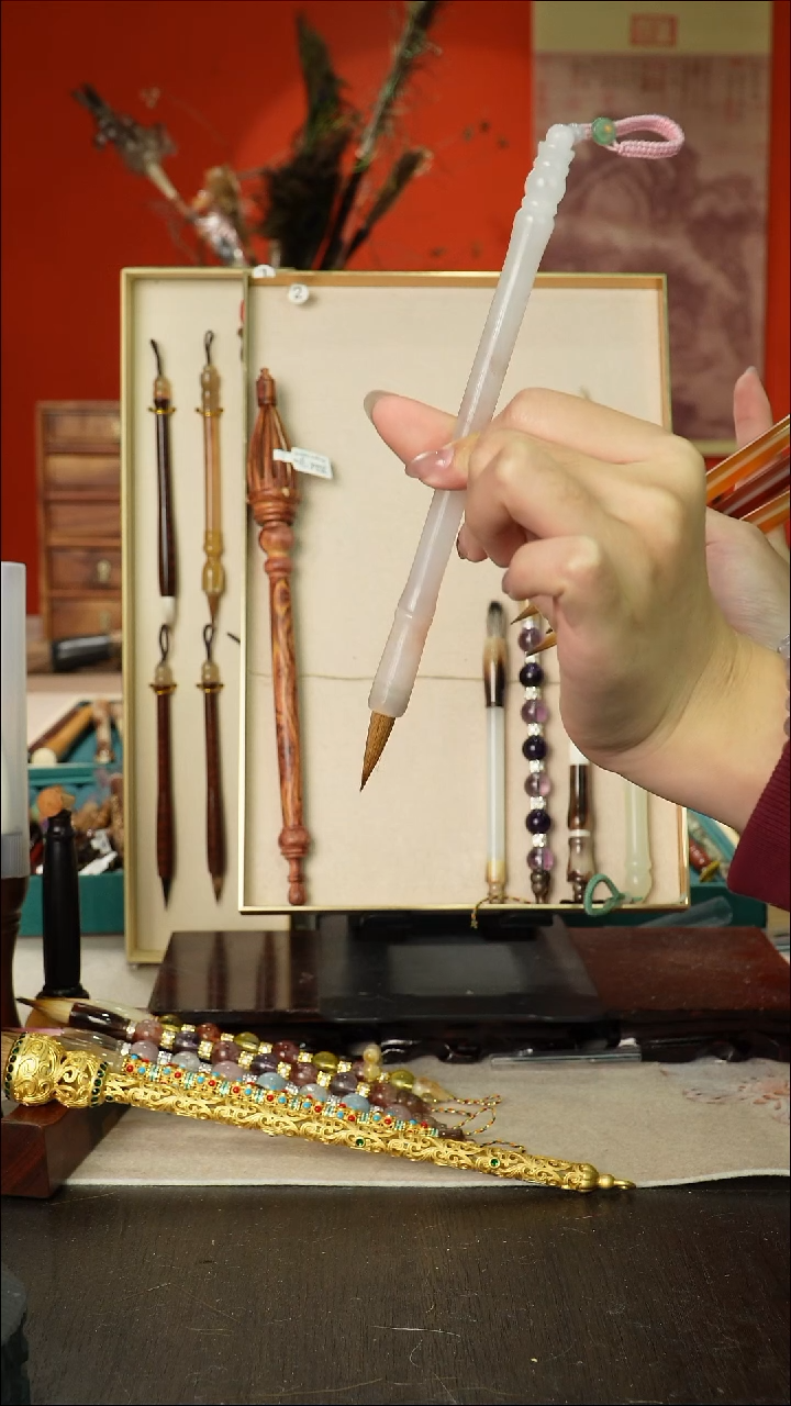 367号闪孤品高货毛笔链接 清水试笔 蘸墨不退