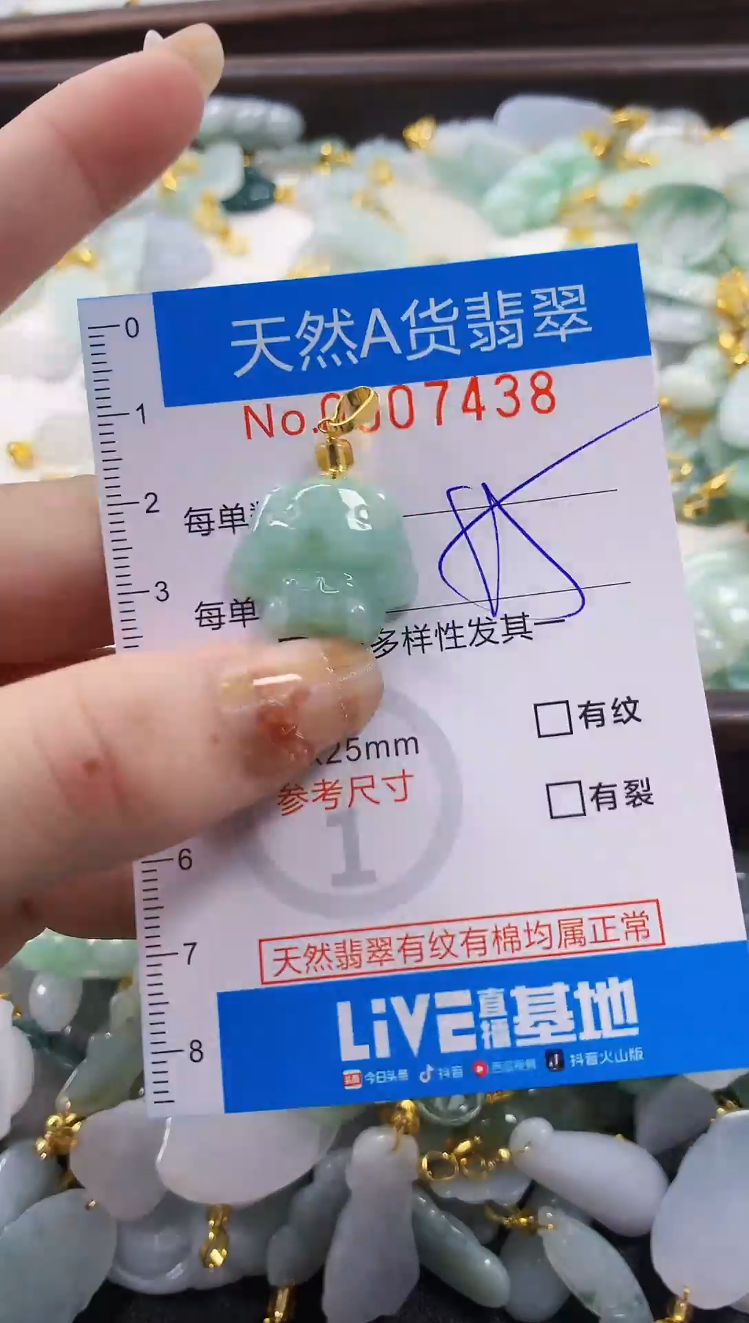 颈饰未镶嵌翡翠净货挂件-7438