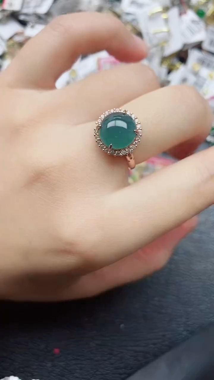 银S925镶嵌戒指翡翠1