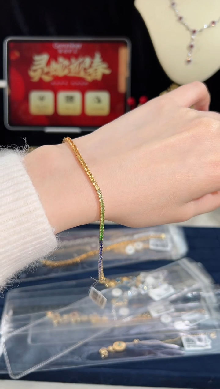 【闪购商品】蓝宝石手链18K金镶嵌BB3559#-#62