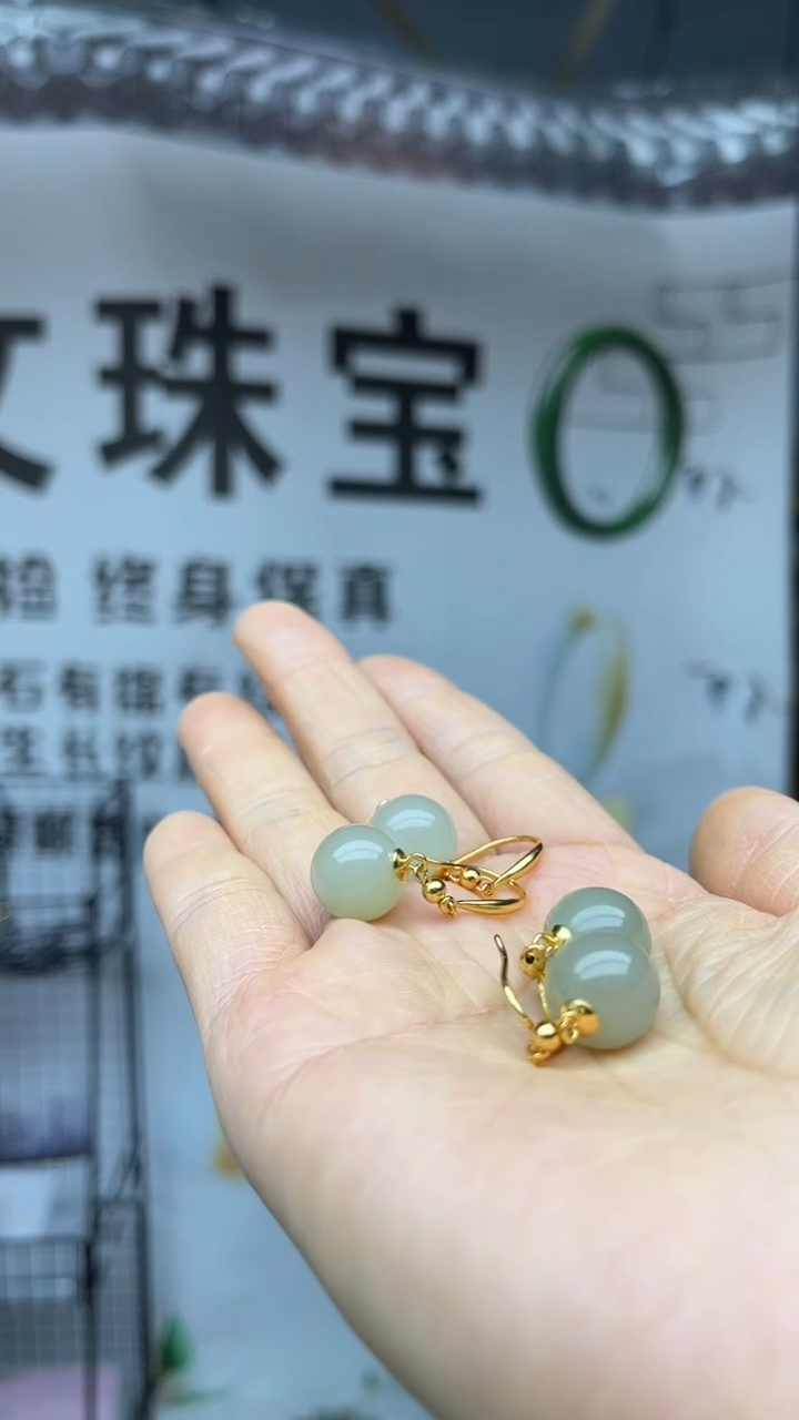 银S925镶嵌和田玉耳饰多样性发货拍一发一
