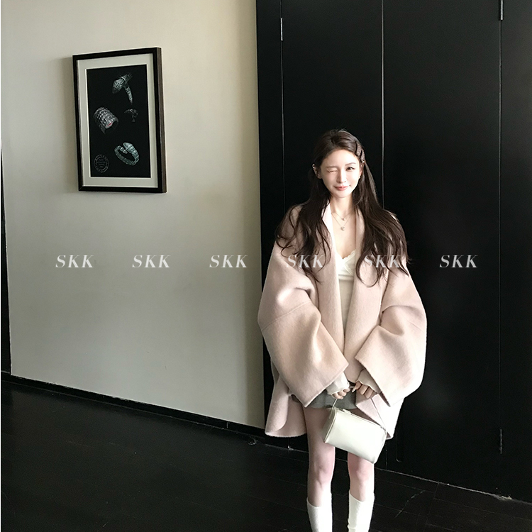 炽铂2025冬款 韩系斗篷大衣 YB定制880G高奢双面呢外套时尚百搭女