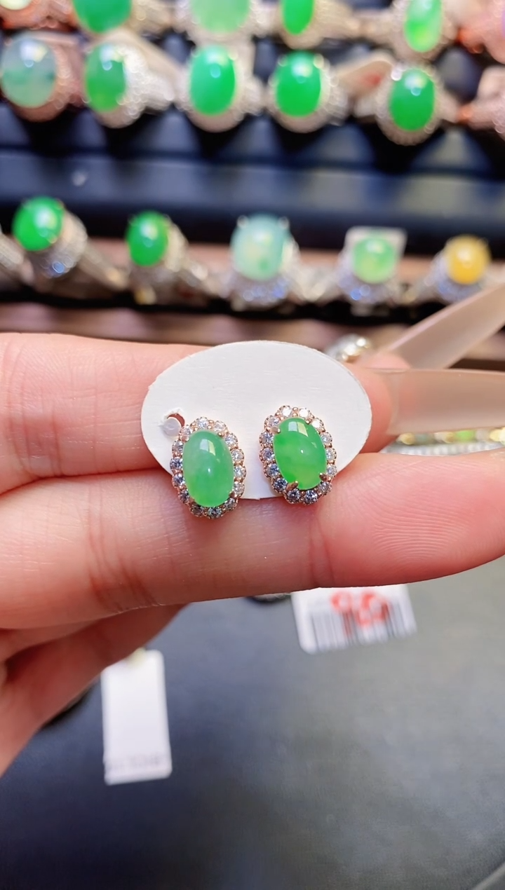 银S925镶嵌戒指翡翠天然