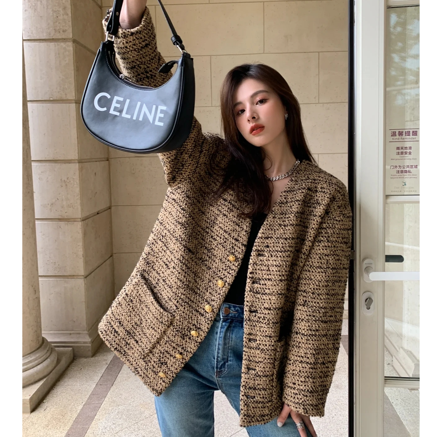 未使用 Celine/思琳 小香风外套 棕色/34/38