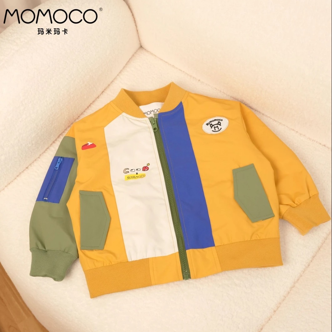 MOMOCO春秋男女童春季韩版欧诺风拼接时尚百搭夹克77130138004