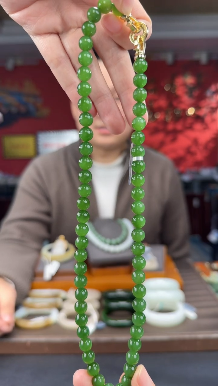 颈饰未镶嵌和田玉碧玉阳绿妈妈连卡8