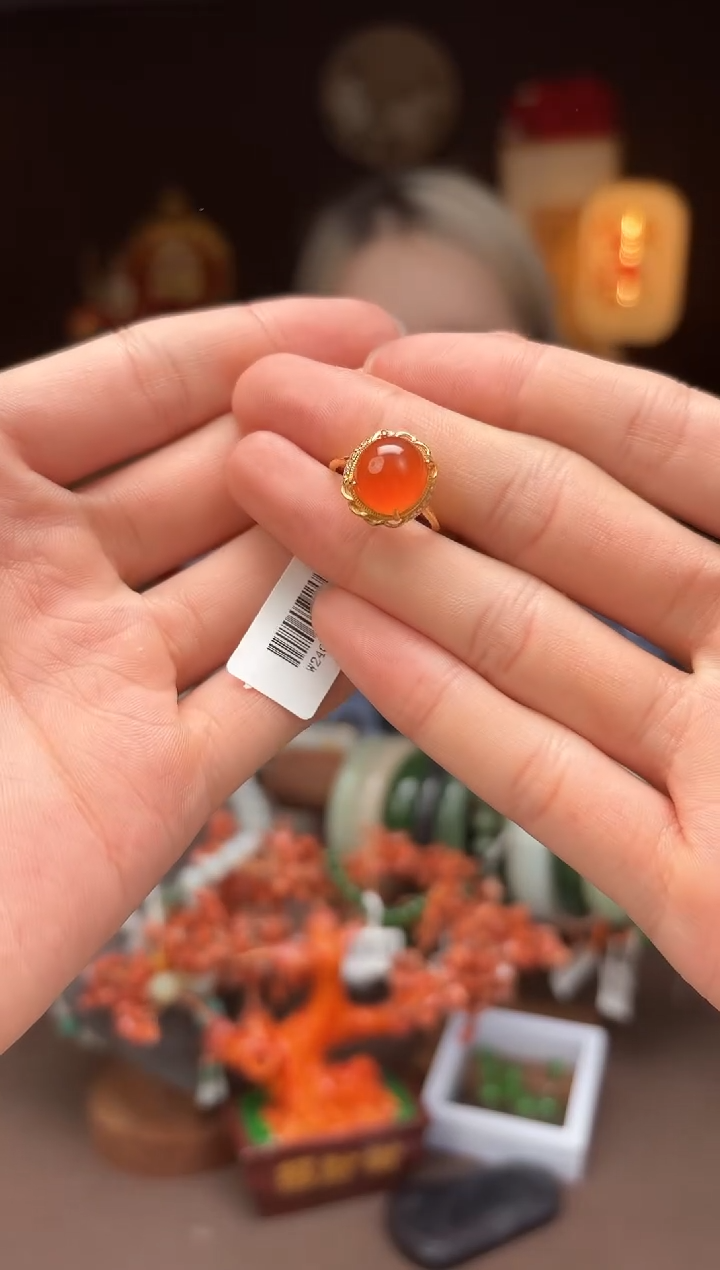 【闪购商品】南红玛瑙FF35南红戒指银S925镶嵌-