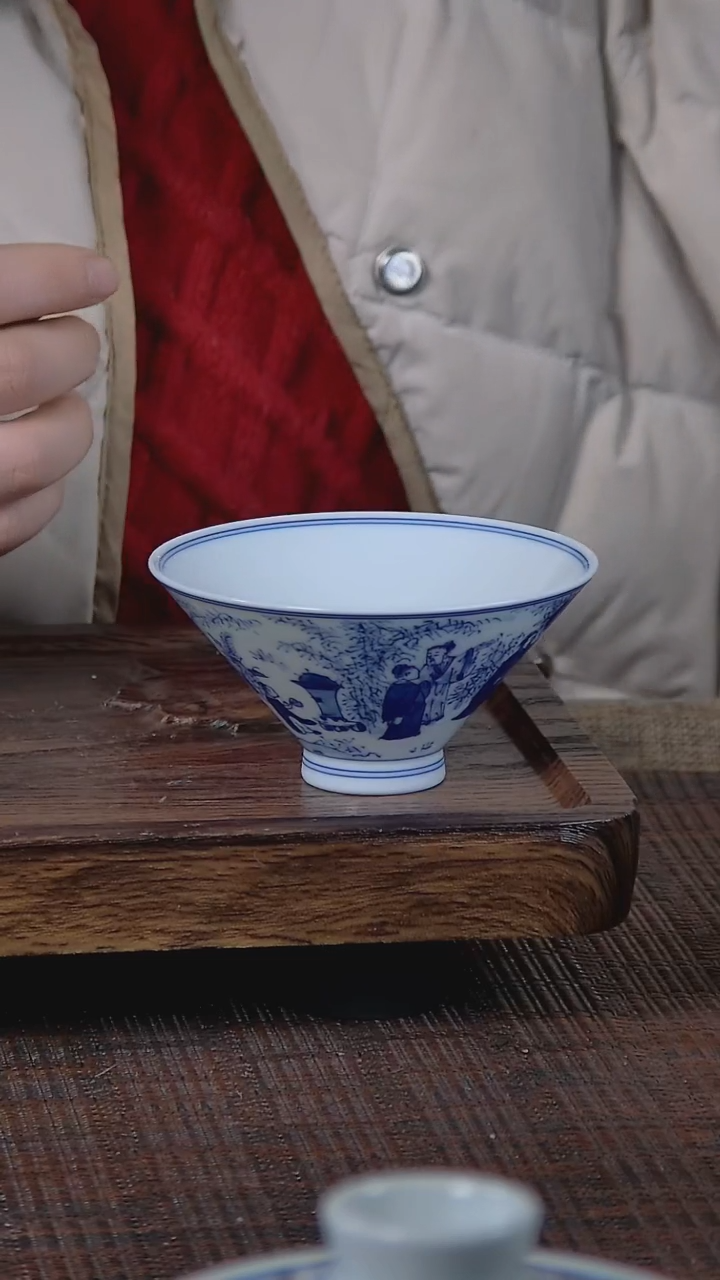 【闪购商品】折葵非器手工手绘竹林七贤斗笠杯