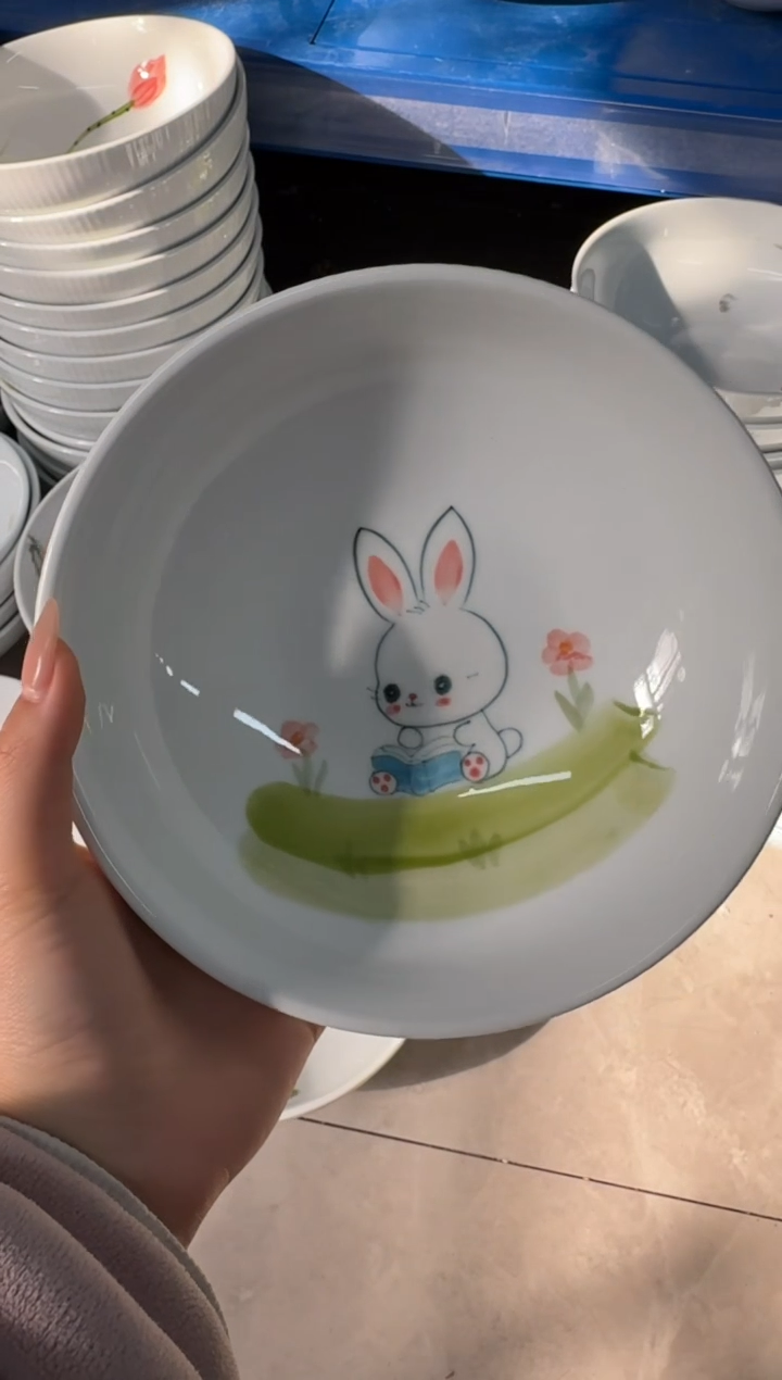 瓷片景德镇高温陶瓷食品级手绘釉中彩-大胖碗